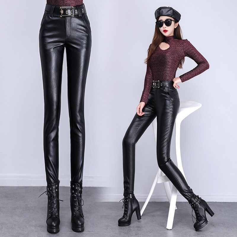 皮裤女真皮显瘦高腰紧身修身加绒加厚弹力秋冬韩版黑色大码小脚裤