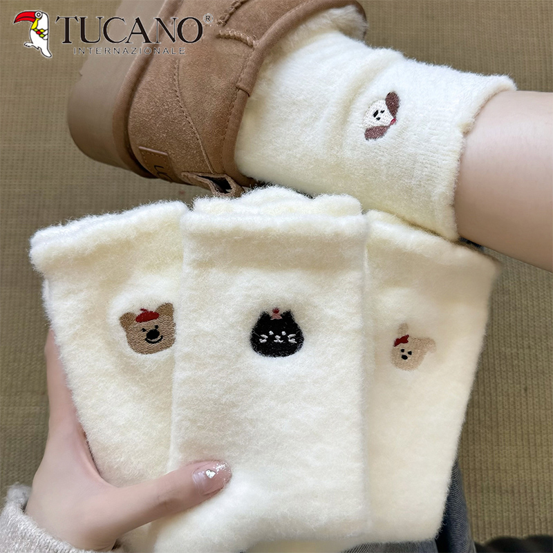 毛绒袜子女秋冬款厚袜子澳绒加厚保暖居家地板袜月子袜冬天睡眠袜