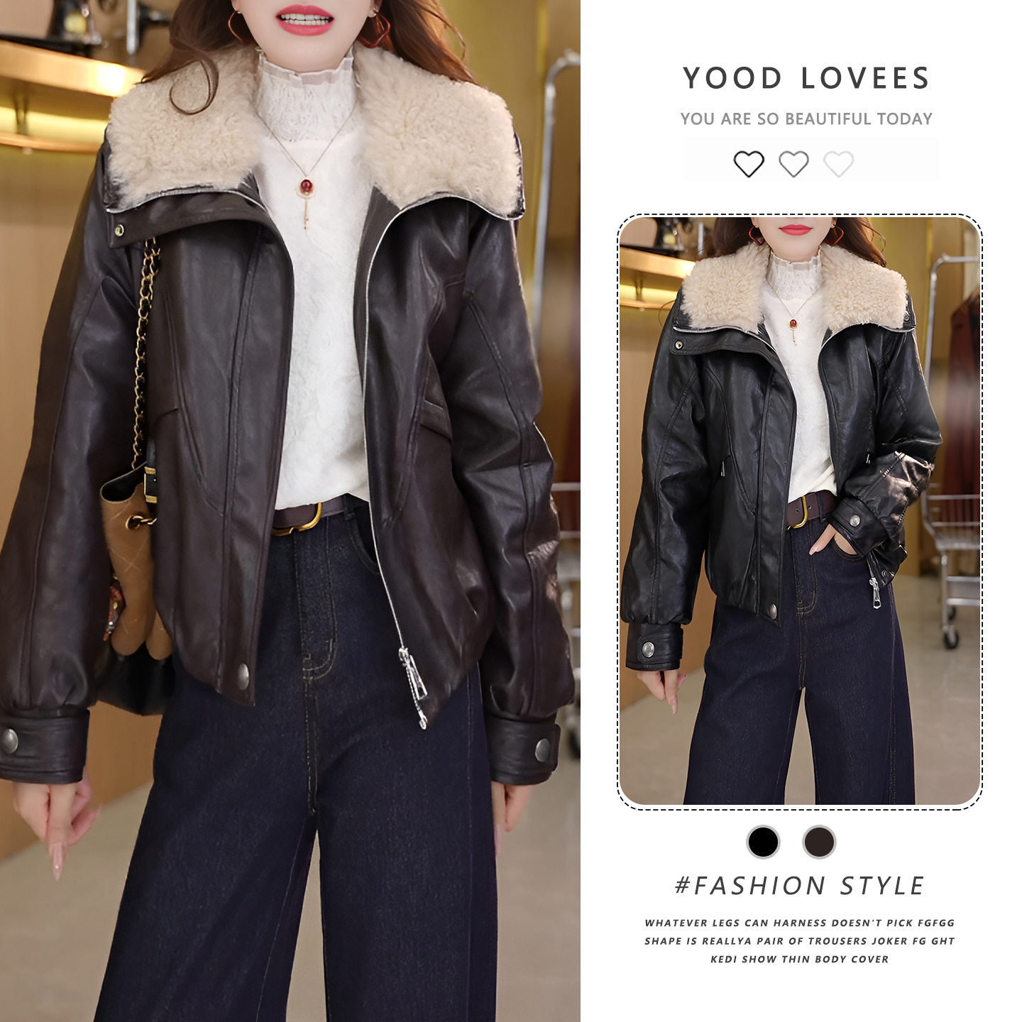 2025冬季新款设计感韩版显瘦加绒大翻领女皮毛一体复合洋气皮衣潮