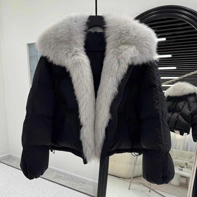 大毛领棉服女款2025新款冬季时尚洋气小个子加厚棉衣保暖外套棉袄