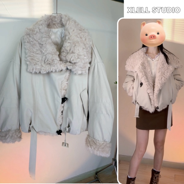 2025新款韩系高级感巨好看的短外套女秋冬轻薄派克服毛毛外套