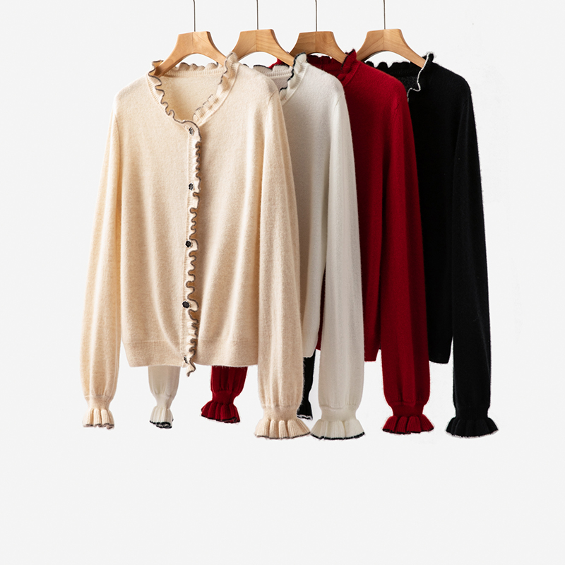 法式香奢山羊绒保暖开衫外套女