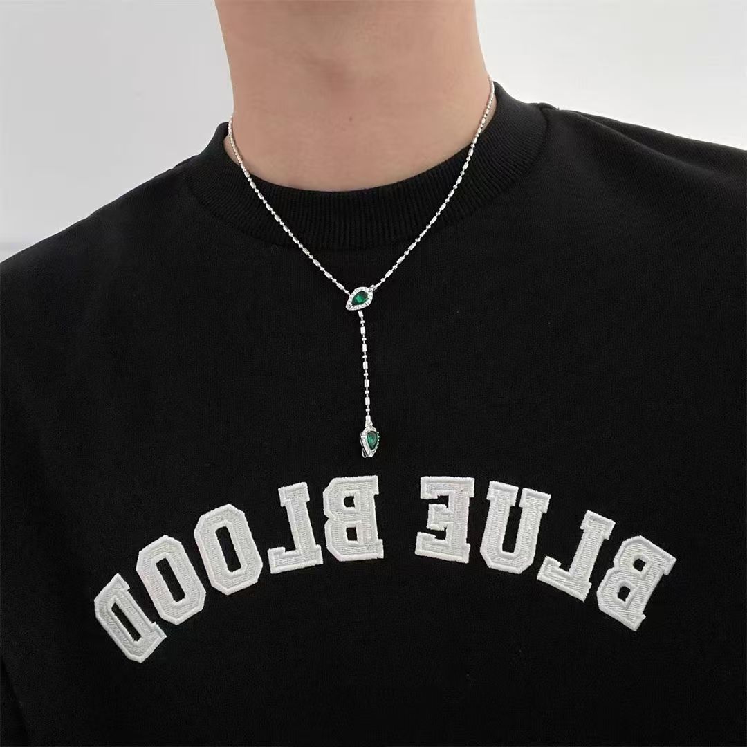 钛钢项链 高级感灵蛇项链男女2025新款轻奢小众锁骨链抽拉可调节