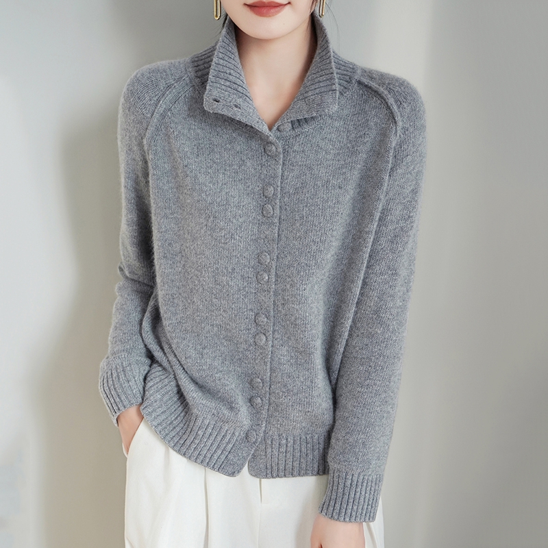 100%纯羊毛羊毛衫毛衣中年妈妈装秋冬新款洋气宽松打底针织衫上衣