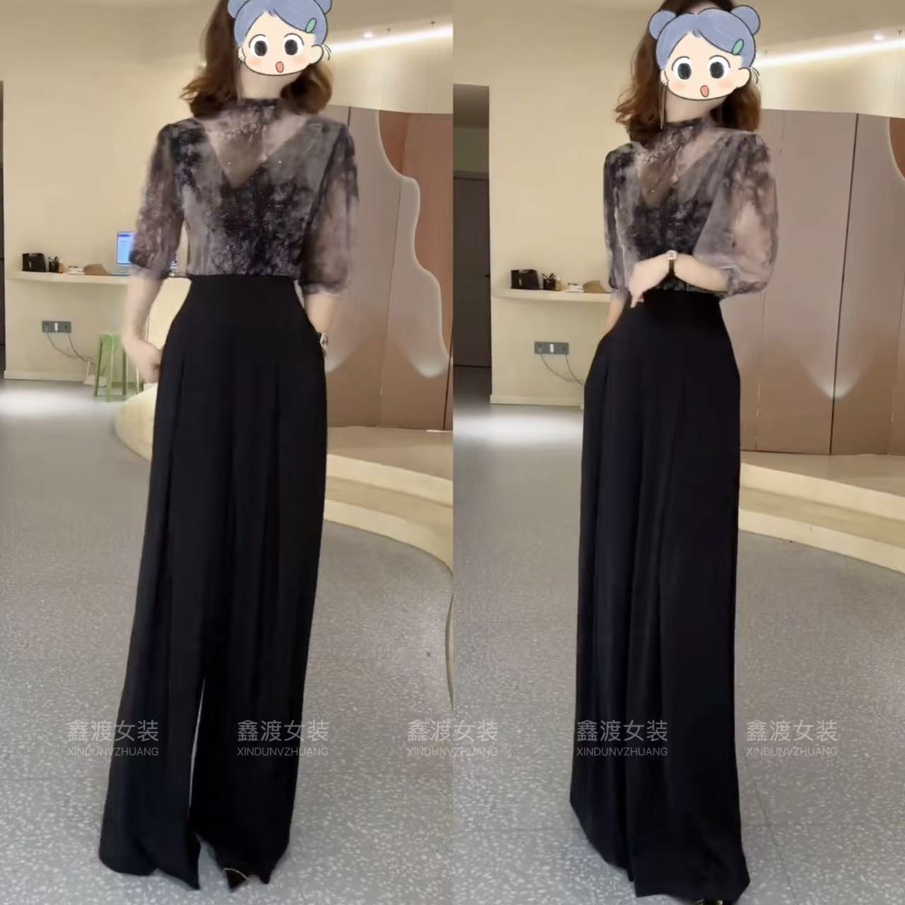 2025夏季新款时尚显瘦气质女士网红洋气两件套百搭款D9895