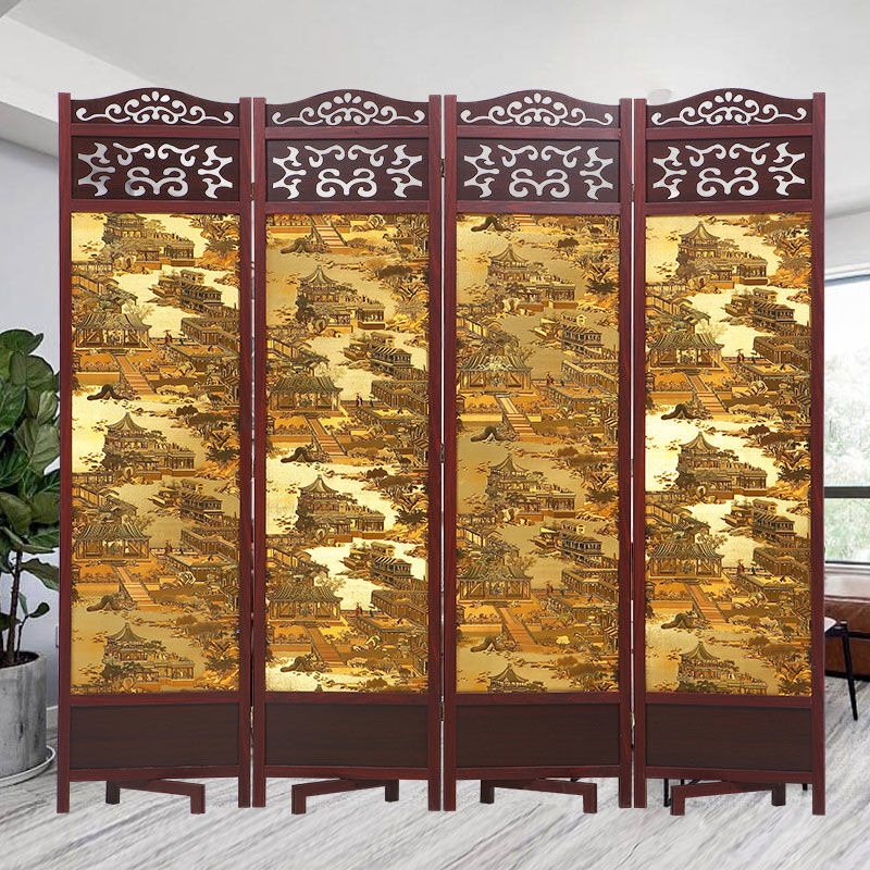 屏风隔断客厅中式仿古玄关办公移动实木双面镂空可折叠屏风墙卧室