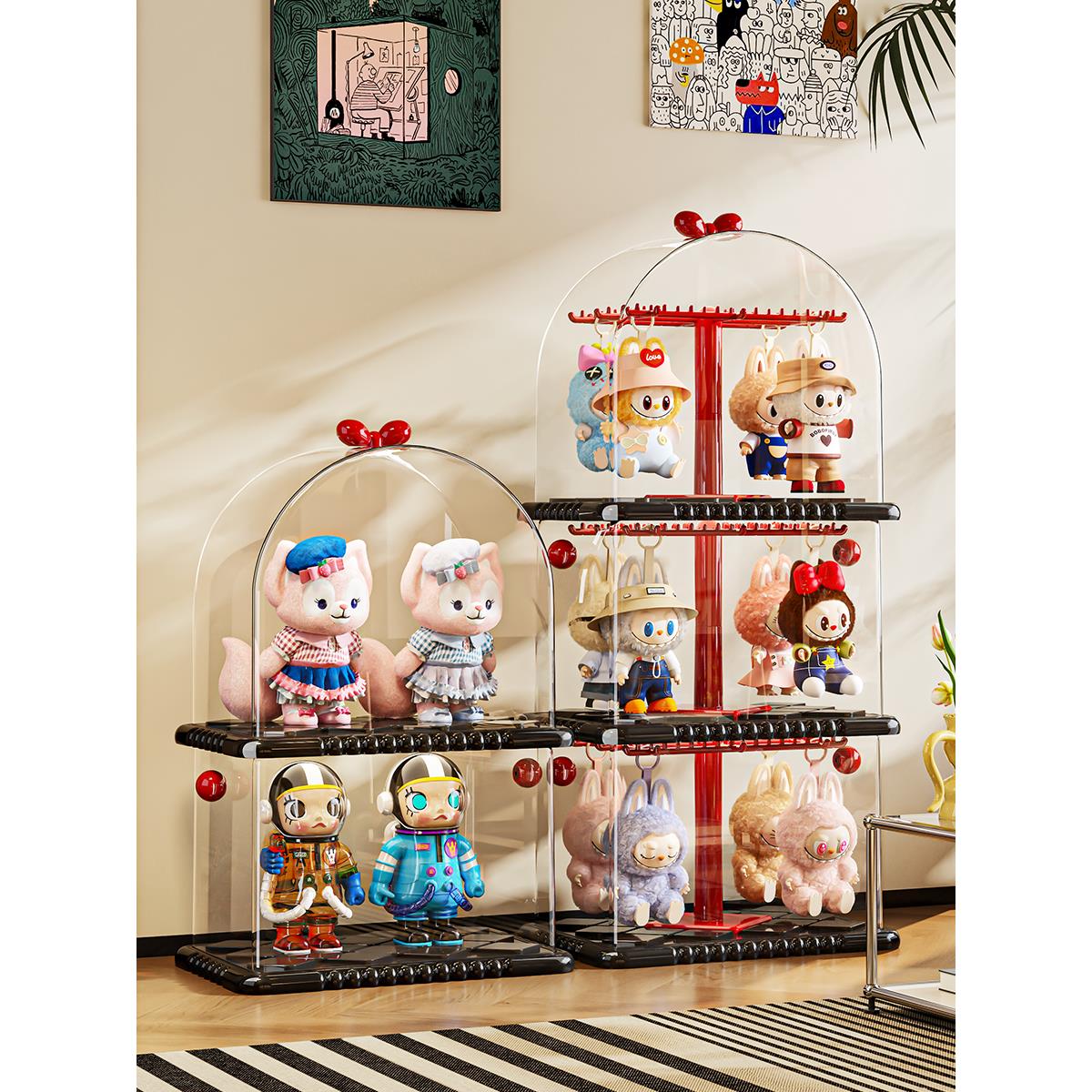 labubu展示盒透明盲盒收纳展示架挂件挂毛绒玩偶娃娃拉布布保护罩