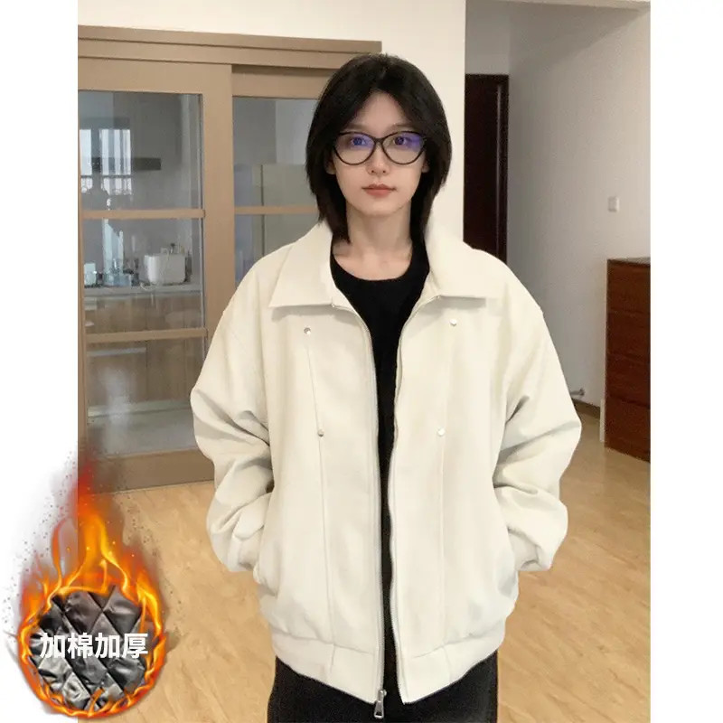 【现货现发】秋冬款新款外套皮棉服男款高级感棉袄加棉宽松皮夹克