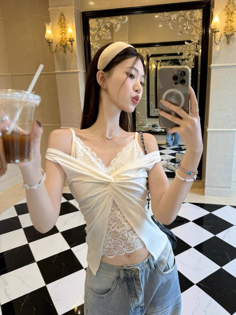 长袖吊带纯欲黑色背心辣妹新款外穿无袖2025上衣修身露背短款