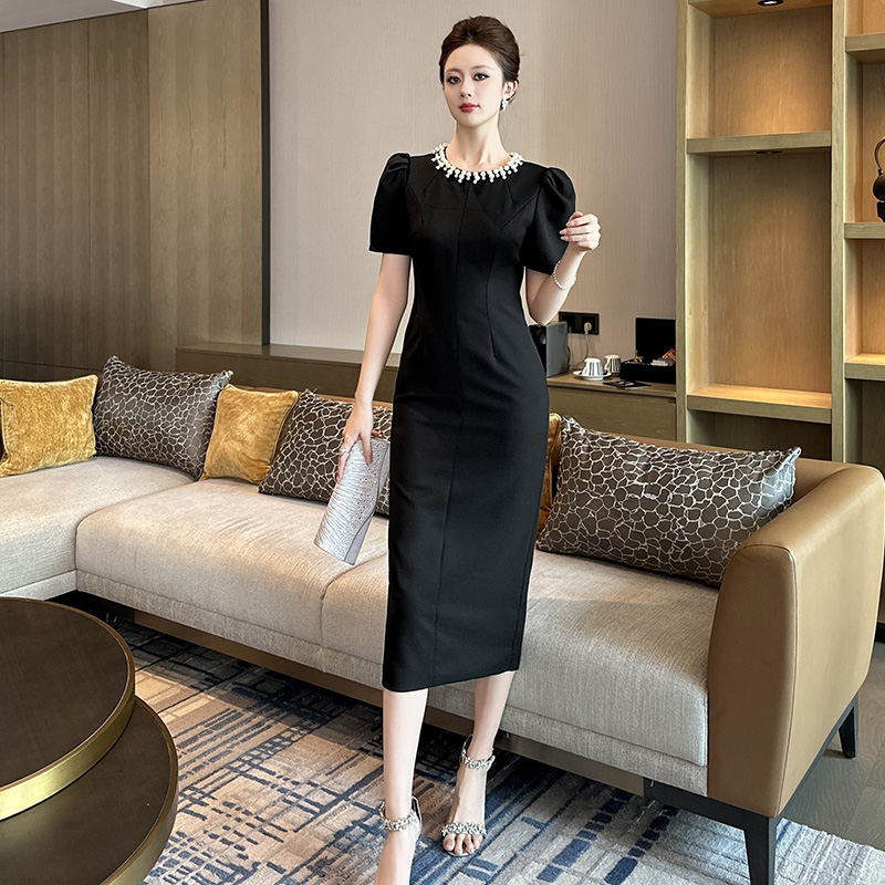 巴黎往事·赫本风高级收腰显瘦法式气质小黑裙名媛红色连衣裙9009