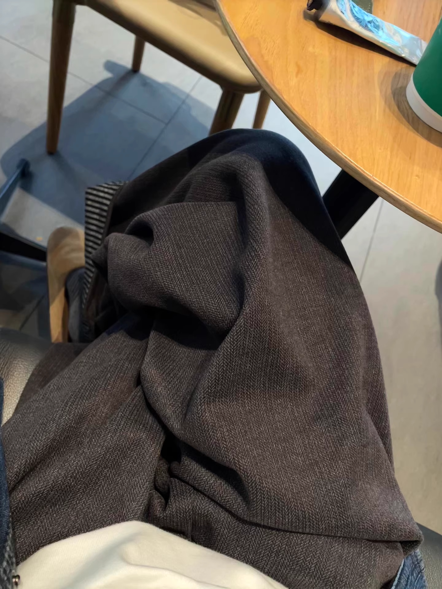 复古深灰色毛呢直筒休闲裤女秋季新款胖妹妹mm高腰宽松显瘦阔腿裤