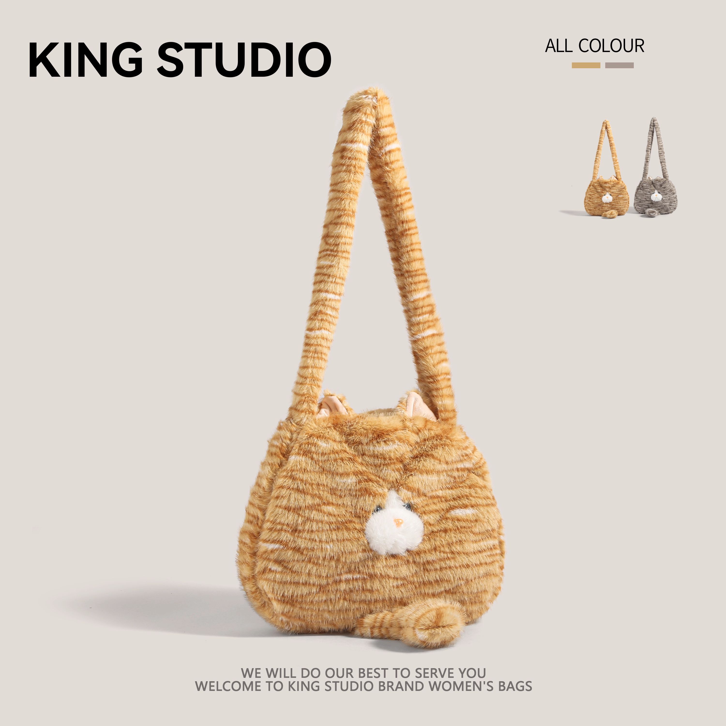 网红同款【奥莱清仓】毛绒猫咪包包女2025新款潮可爱托特包大容量单