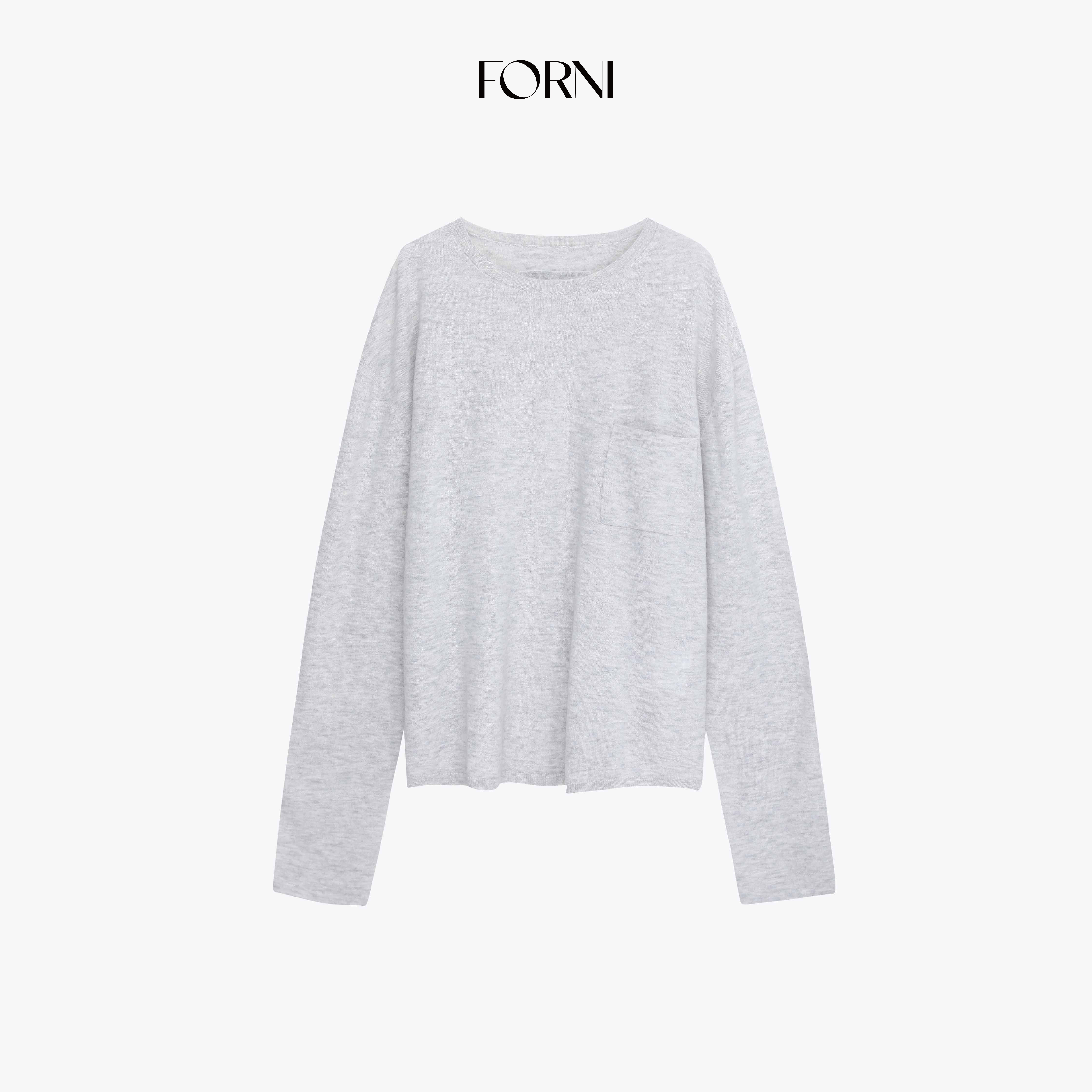 FORNI 散步tee  休闲松弛感极简风设计感贴袋宽松长袖打底T恤