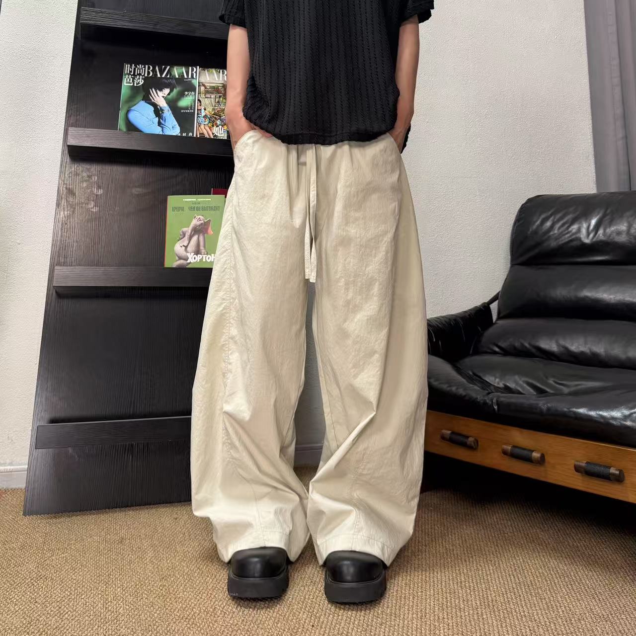 速干冰丝休闲裤男女2025夏天同款夏季薄款百搭宽松潮流垂感弯刀裤