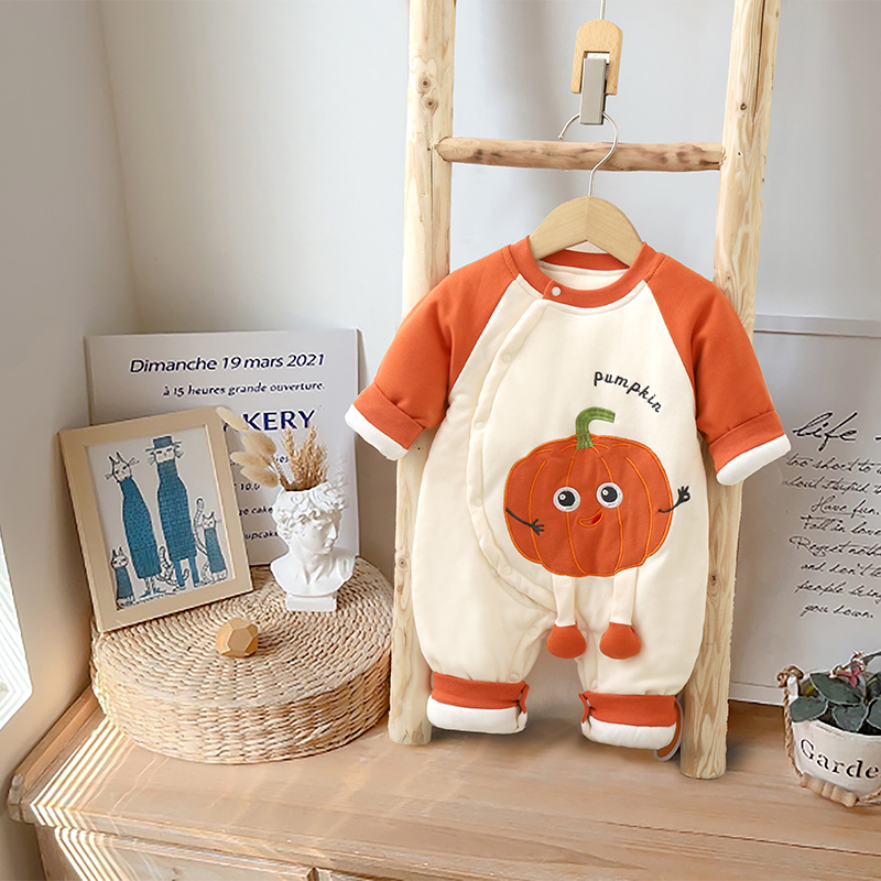 秋冬款婴儿棉服夹棉连体衣柔软无骨A类一等品宝宝爬服哈衣外出服