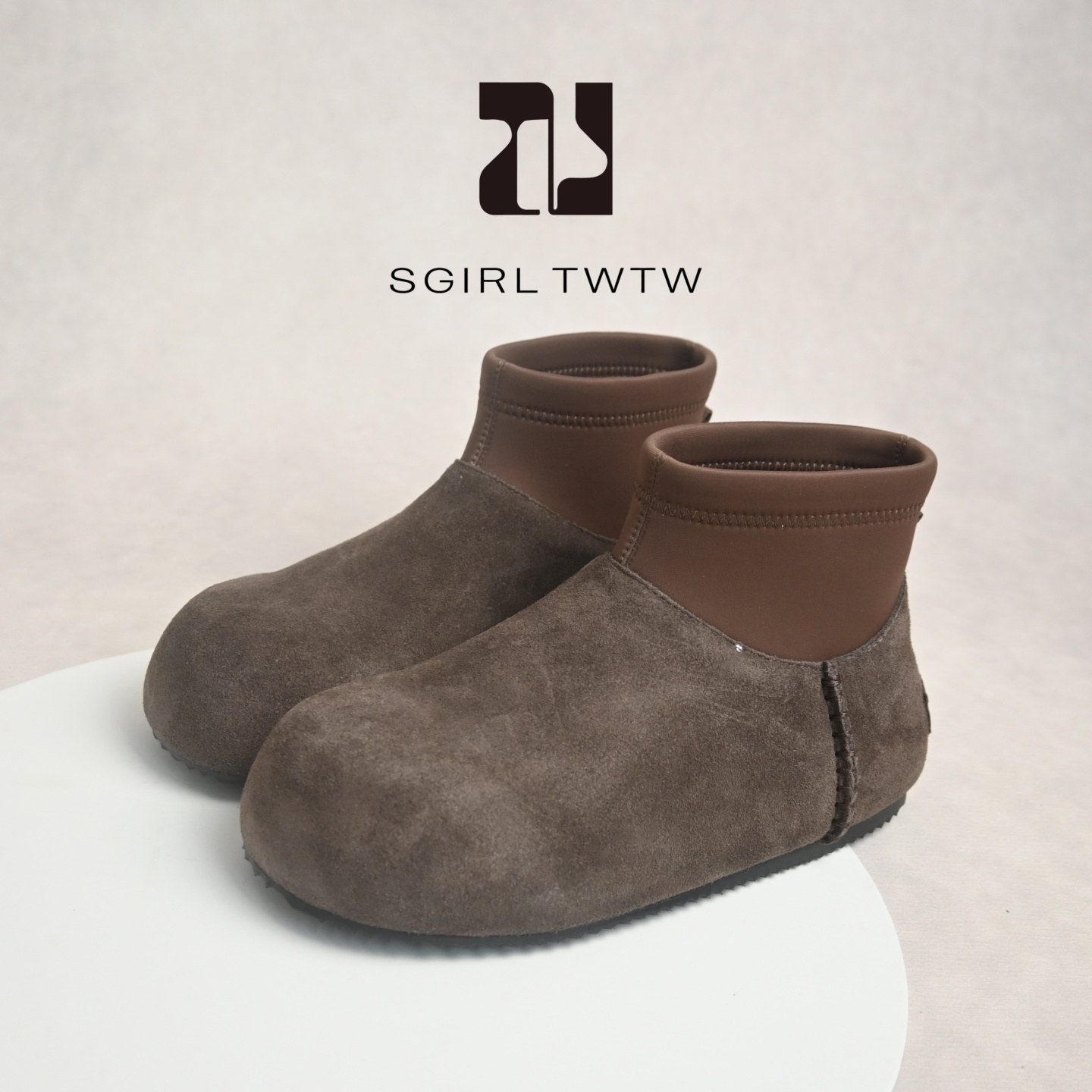 SGIRL TWTW个性磨砂皮一脚蹬短靴2025新款轻软厚底大头穆勒鞋女款