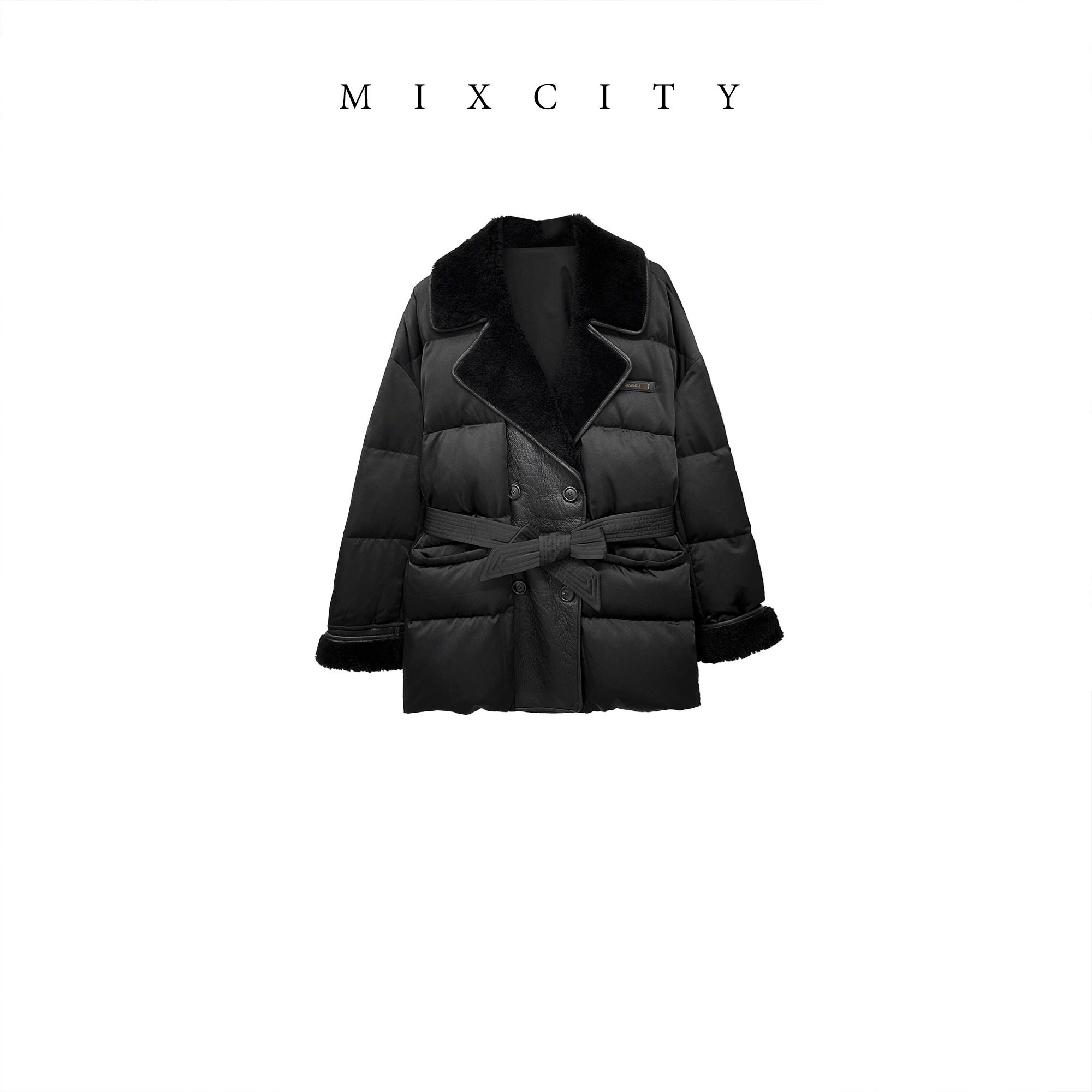 【MIXCITY亚楠家】泰迪羽绒◆羊皮毛一体毛领皮草鹅绒服外套8766