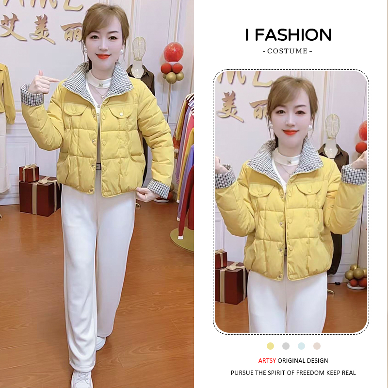 时尚拼接棉服女2025年冬季新款气质减龄休闲显瘦加厚保暖上衣棉衣