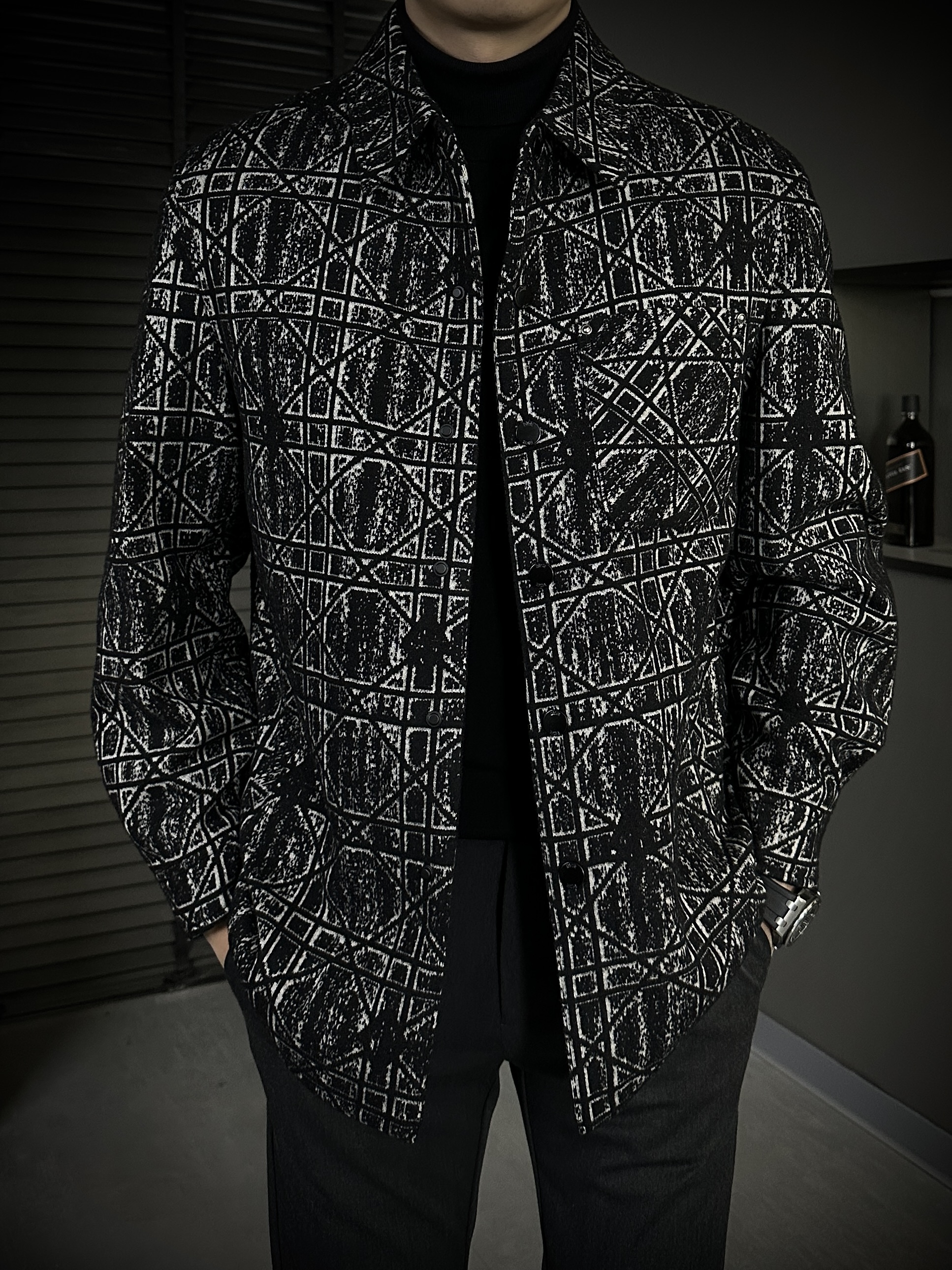 KING&GUCH【90鹅绒✚羊毛】秋冬季新款老钱风提花翻领羽绒服28012