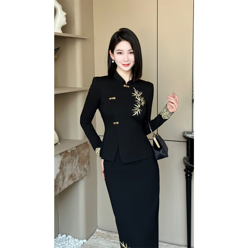 格娜【竹林听风】新中式气质套装刺绣盘扣国风绣花优雅高级感女套装