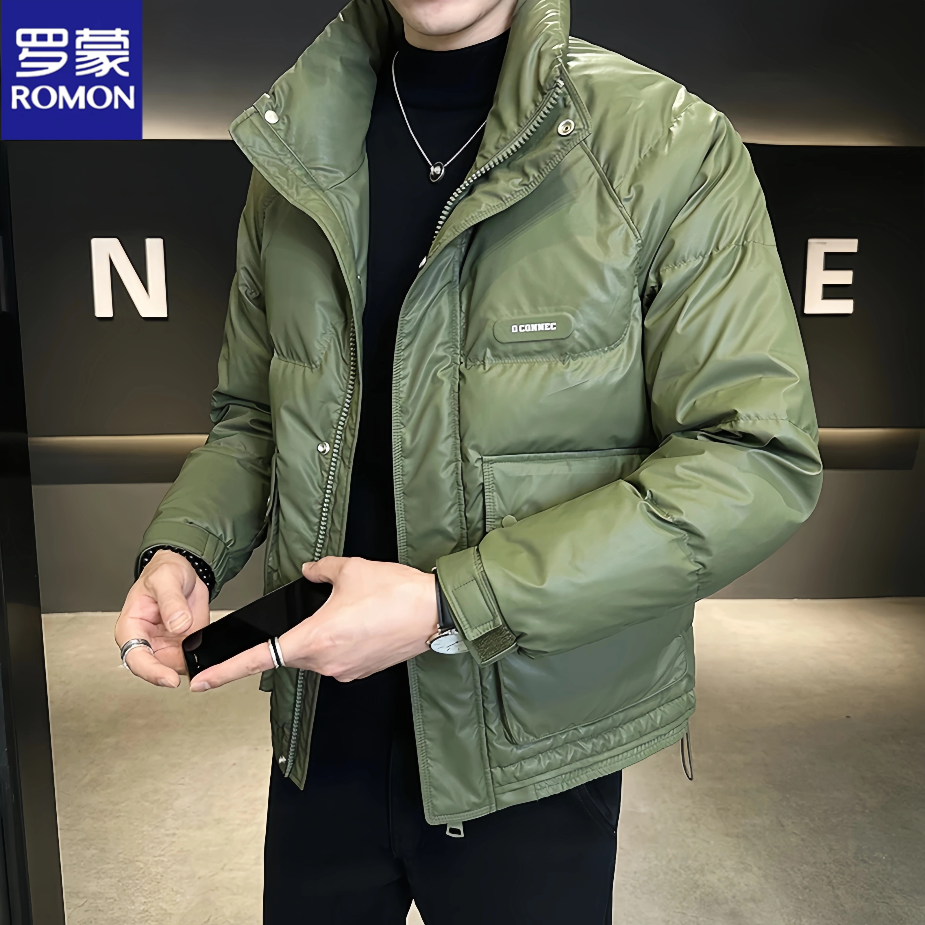 Romon/罗蒙男士冬季羽绒服商务休闲外套新款百搭保暖加厚短款夹克