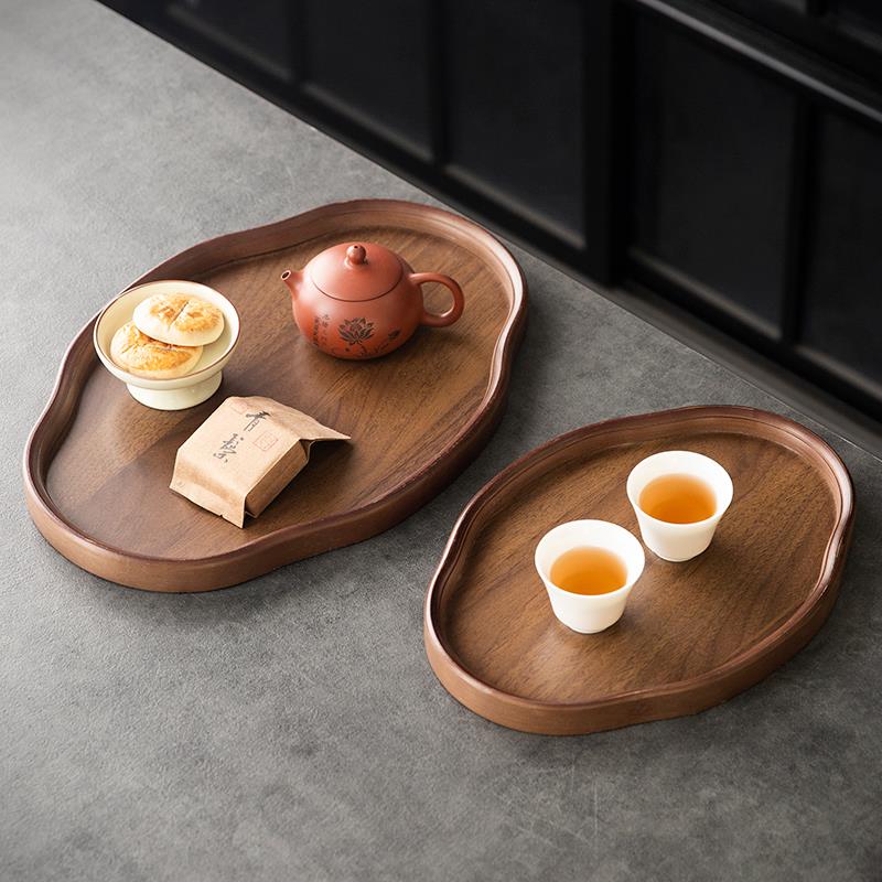 FAVMARTHA创意胡桃色点心水果盘中式家用茶杯壶承功夫干泡竹木茶