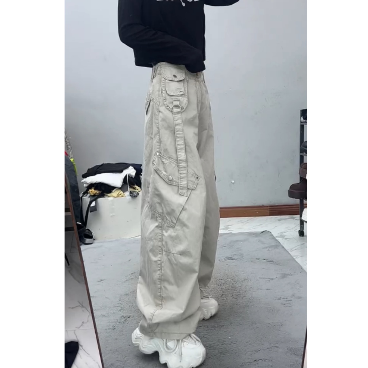 夏季新款高腰显瘦大码阔腿高腰显瘦爆款工装休闲裤