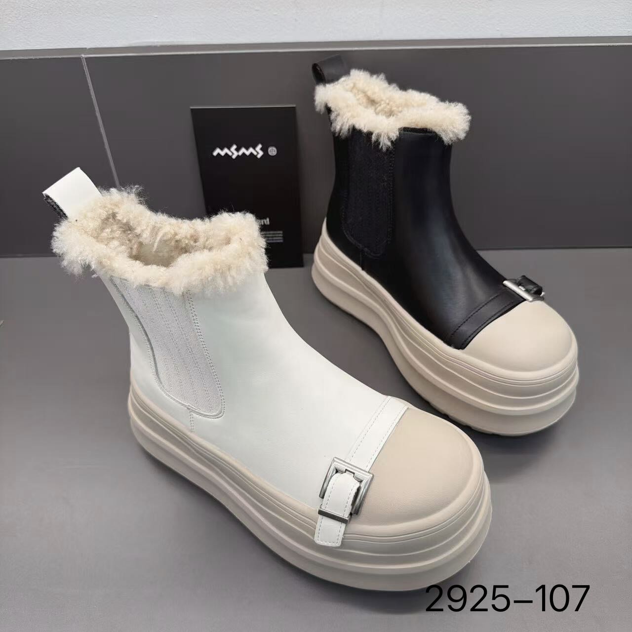 玛莎玛索冬季新款大棉烟筒靴2925-107时尚百搭休闲毛口女棉鞋