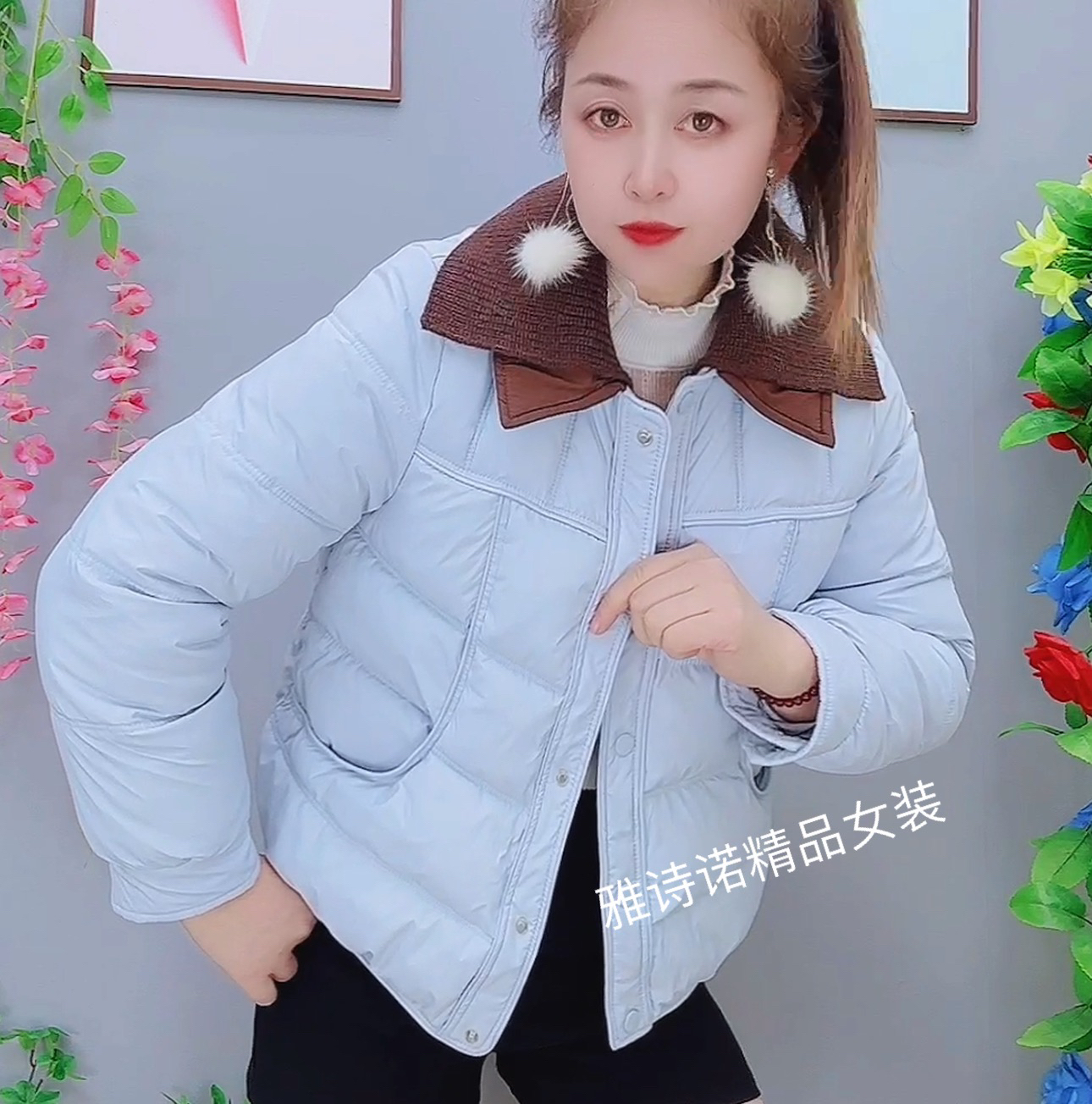 冬季新款黑色小棉袄棉服外套2025时尚短款加厚毛领保暖棉衣女款