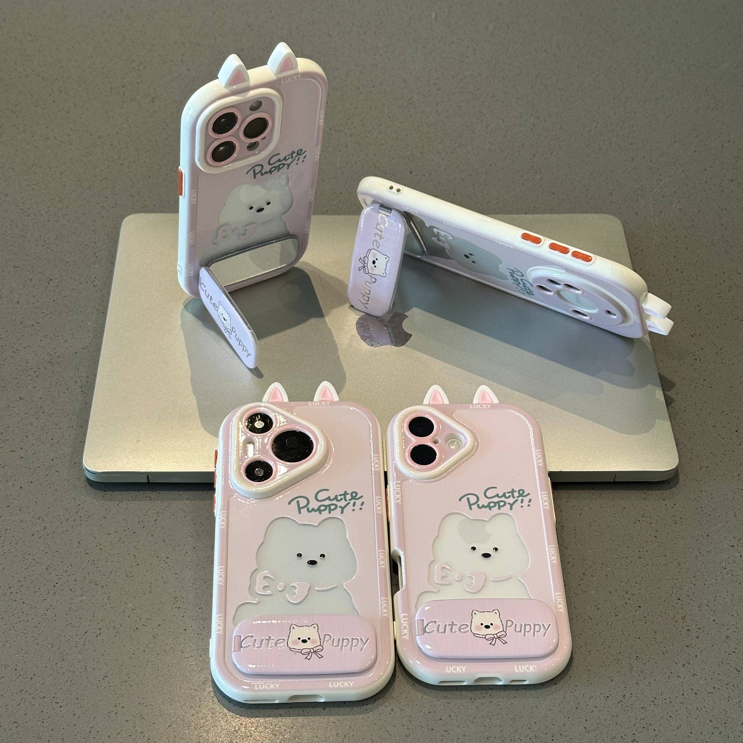 立体耳朵西高地支架适用苹果16promax手机壳华为vivo小米15oppo