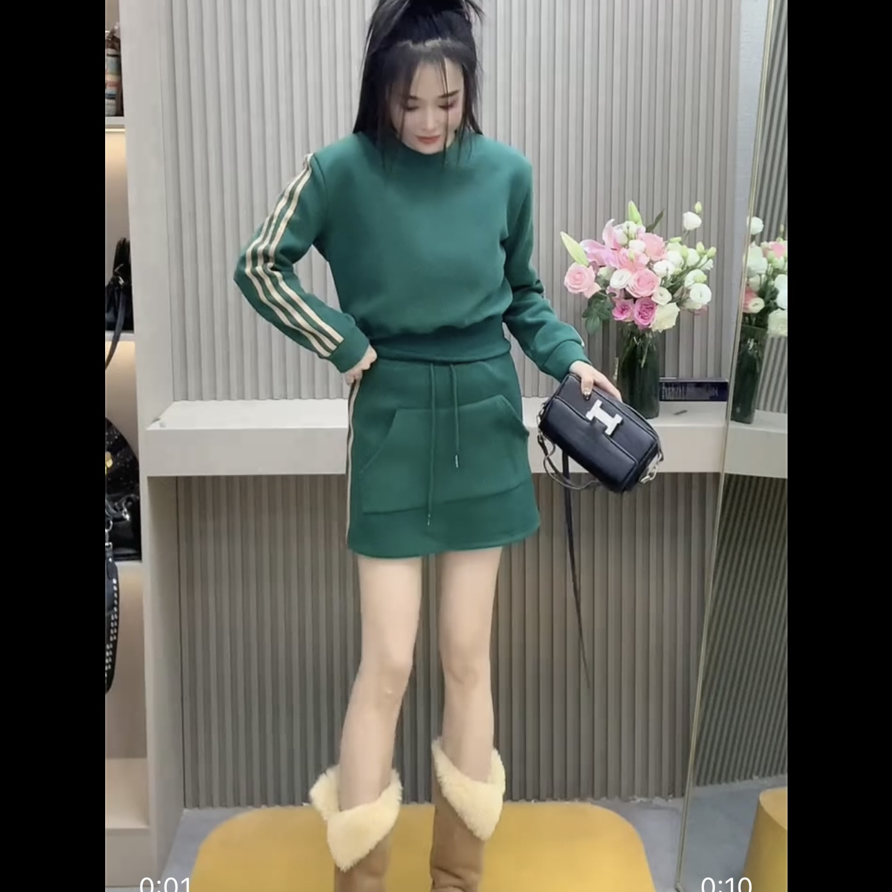 常规女圆领原宿风短款学院风卫衣针织洋气设计感长袖