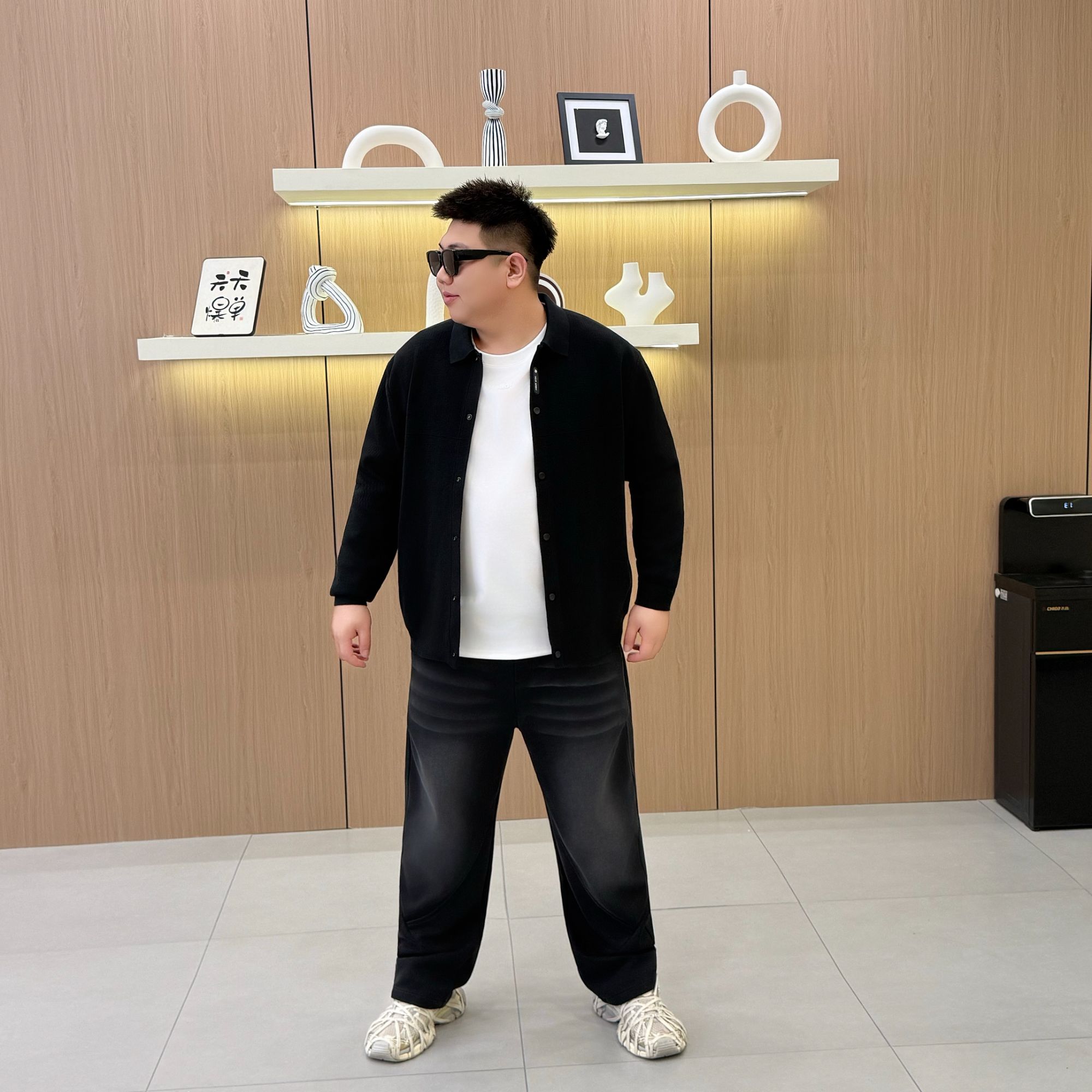 大码男装 秋季新款 衬衫版型 毛衣外套8810针织休闲