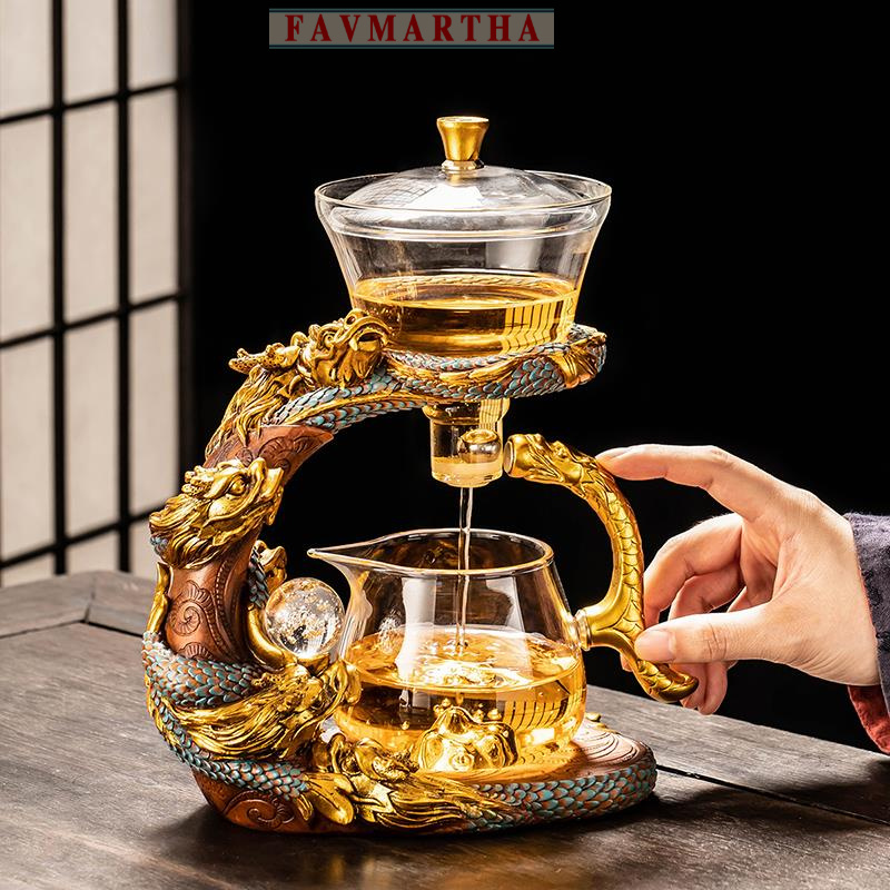 蛇年玻璃懒人自动茶具套装家用高档泡茶壶办公室会客功夫泡茶神器