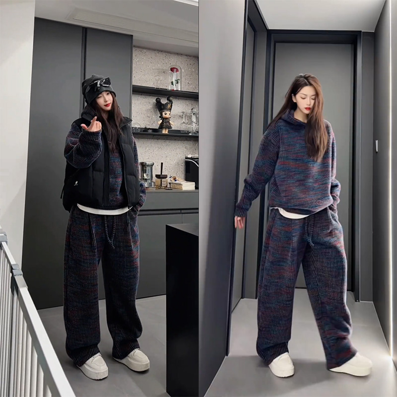 定制情侣款加绒套装抗皱免烫重磅冬季休闲连帽卫衣休闲裤两件套