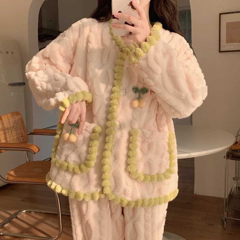 浪莎珊瑚绒睡衣女冬季加厚加绒2025年新款秋冬款毛绒法兰绒家居服