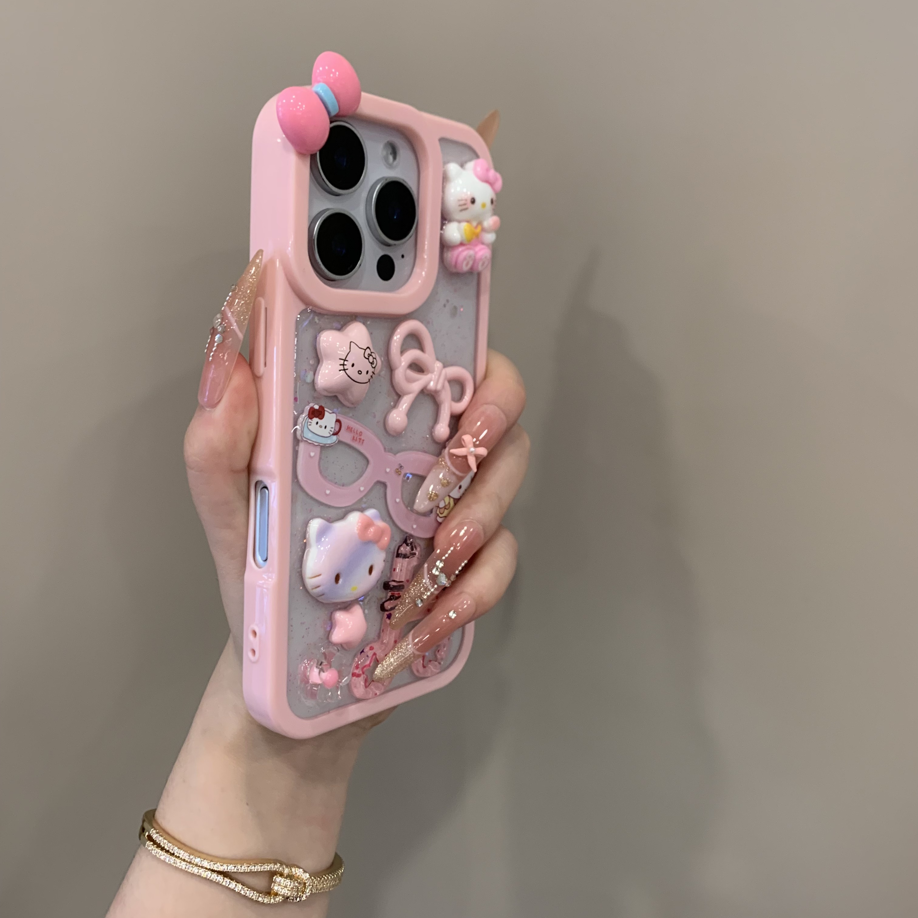 粉色滴胶KT猫适用iPhone16promax手机壳苹果14网红15pro可爱13女
