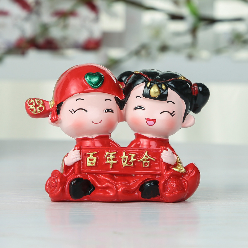 婚庆娃娃新婚结婚树脂工艺品陶瓷礼物新中式礼品摆件一对