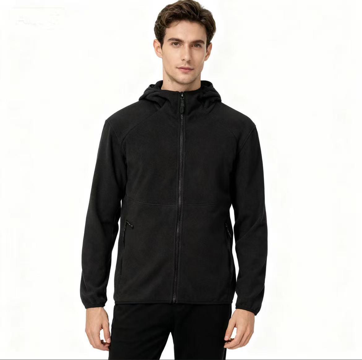 户外轻量化男女双面摇粒绒立体3D裁剪防风保暖连帽抓绒衣 0-8425