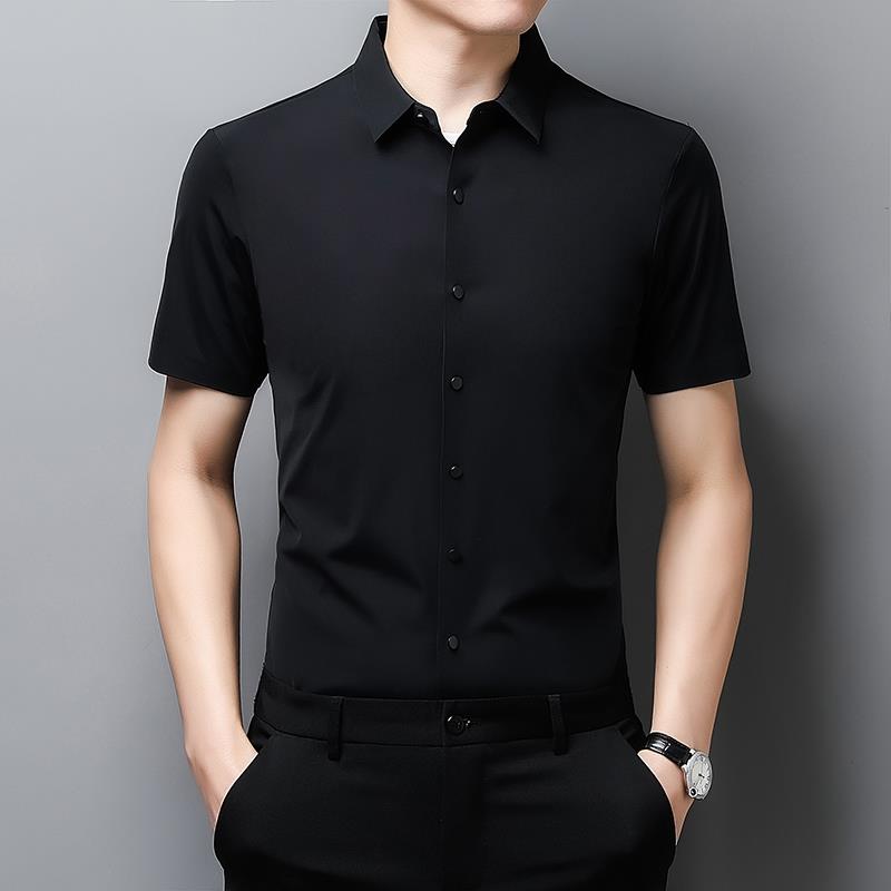 新款男士拉丁舞服练功上衣摩登舞表演出服交谊国标舞蹈短袖衬衫男