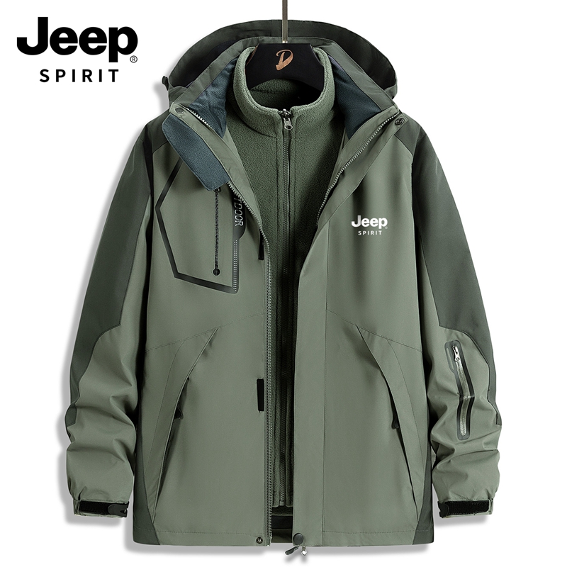 JEEPSPIRIT吉普冲锋衣男新款百搭2025春秋冬外套三合一可拆卸休闲