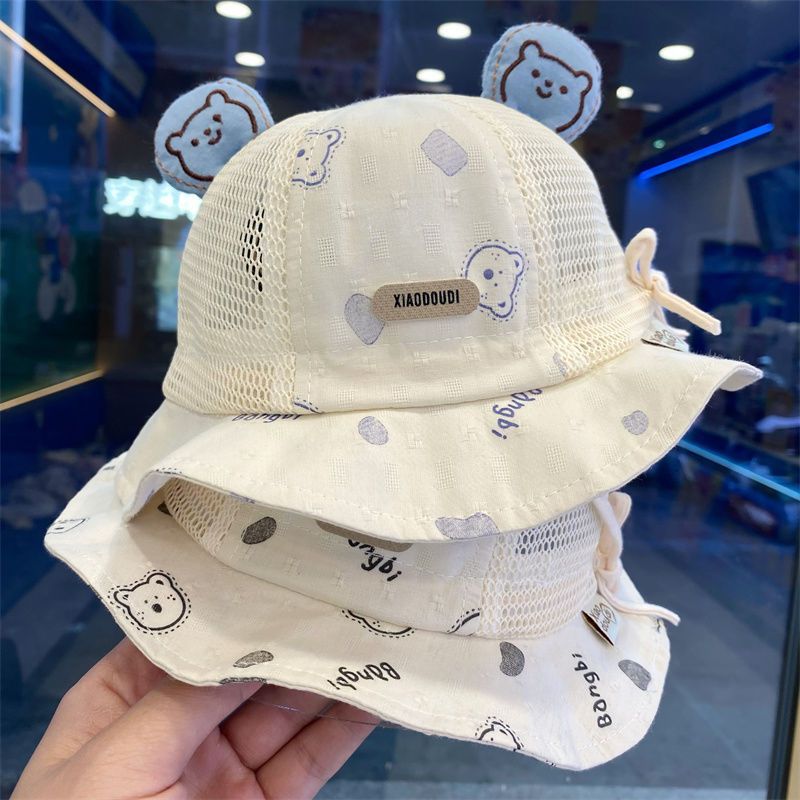 宝宝婴儿帽子夏季薄款遮阳渔夫帽男童可爱防晒女童遮阳帽透气