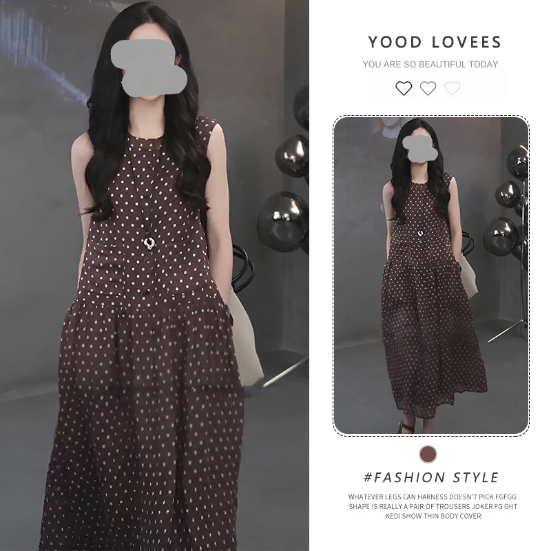 法式高级感波点连衣裙女2025夏季流行单品新款中长裙简单大方裙子