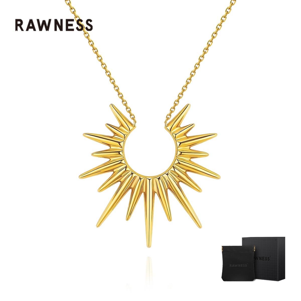 RAWNESS 钛钢项链 情人节礼物太阳锁骨链 欧美ins风金色阳光叠戴