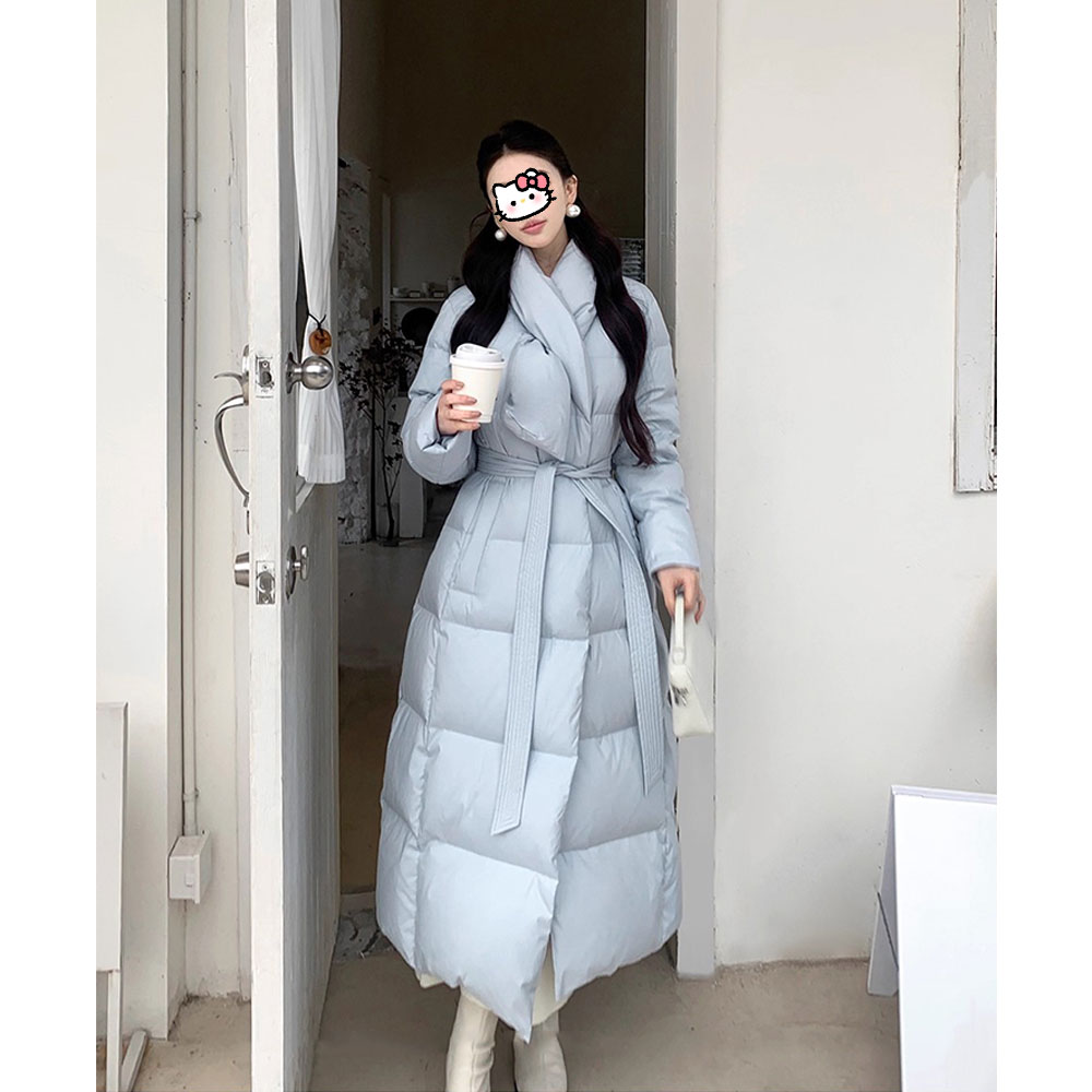 【现货】小众设计感长款过膝棉服女冬季新款韩版收腰加厚保暖外套