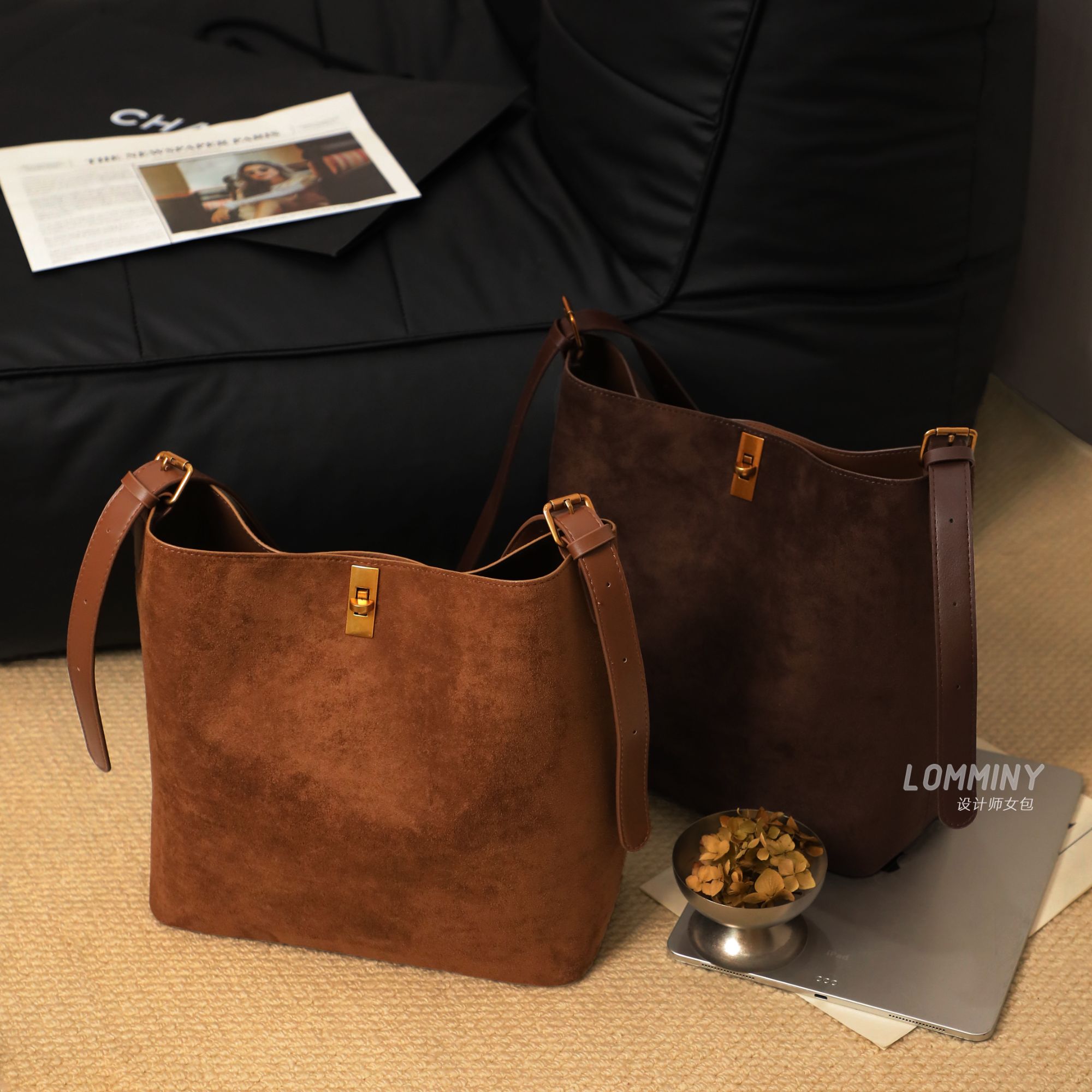 LOMMINY/罗米尼复古时尚百搭托特包简约设计感单肩包手提包