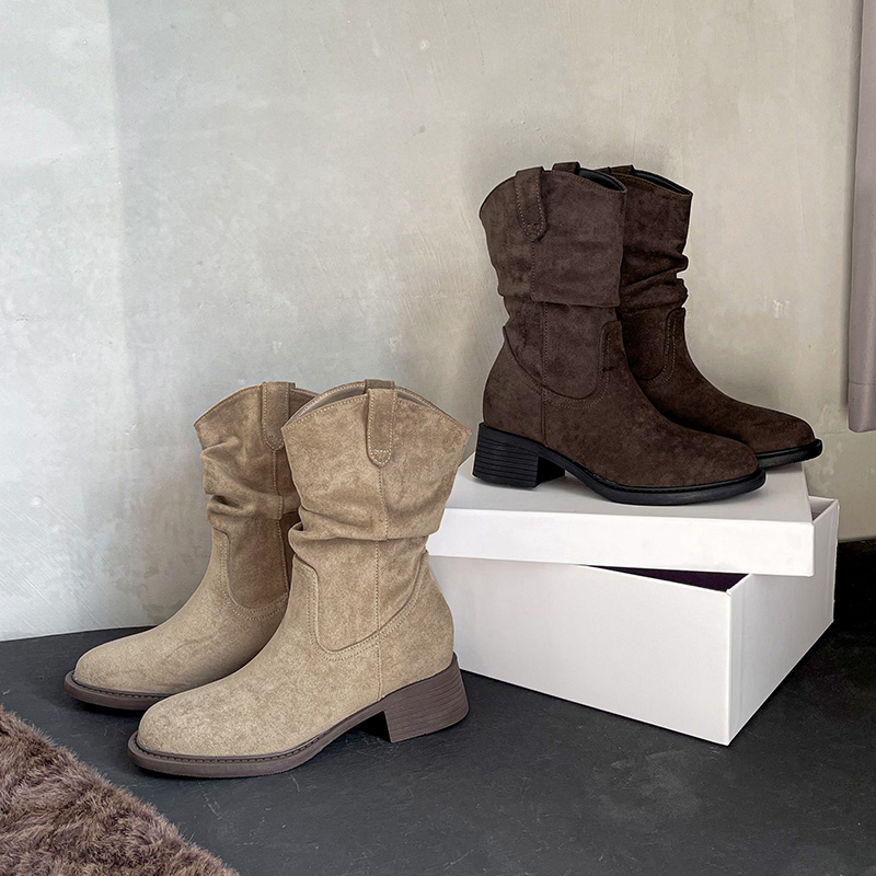 小土豆时尚真皮复古中筒马丁靴短筒骑士靴秋季中筒靴百搭靴子女