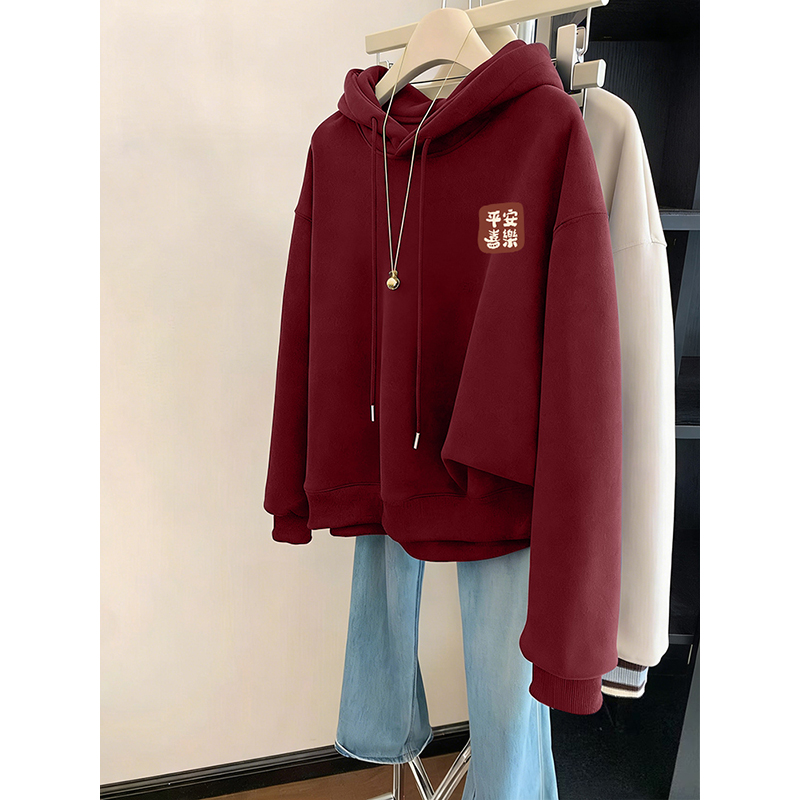 设计感小众秋冬新款连帽卫衣女2026新年本命年短款宽松长袖上衣服
