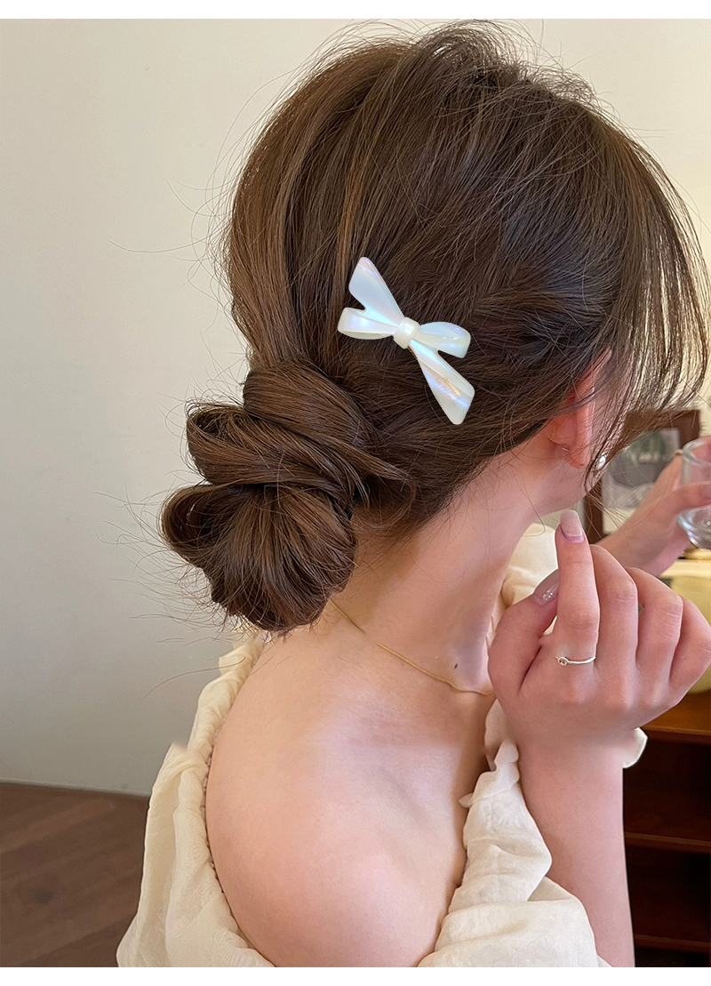 【到手2个】法式醋酸立体蝴蝶结发夹质感刘海侧边夹碎发卡