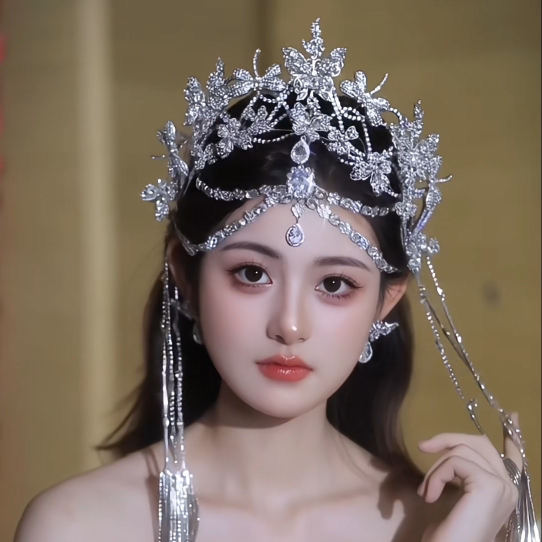 新娘皇冠头饰高级额链眉心坠额饰发饰结婚纱晚礼服走秀发冠配饰品