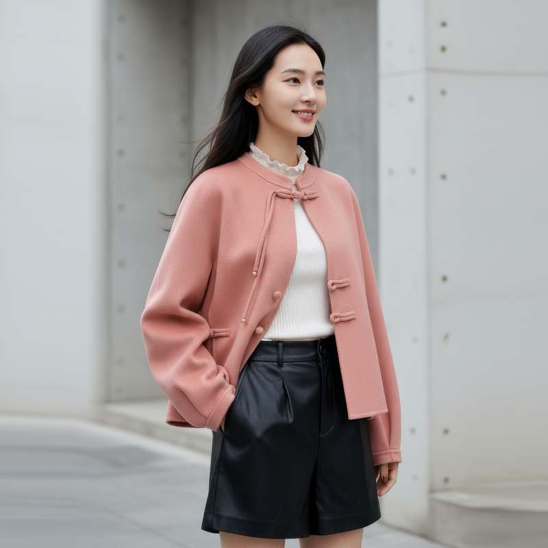 EP雅莹女装 新中式立领盘扣灯笼袖毛呢外套 秋装新款1533A